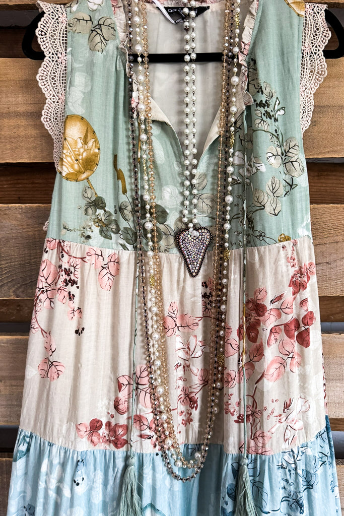 Floral Edge Maxi Dress - Sage Multi