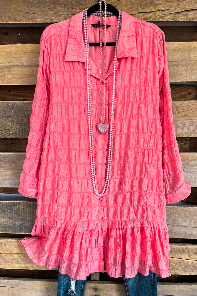 Straight From The Heart Dress - Salmon Pink