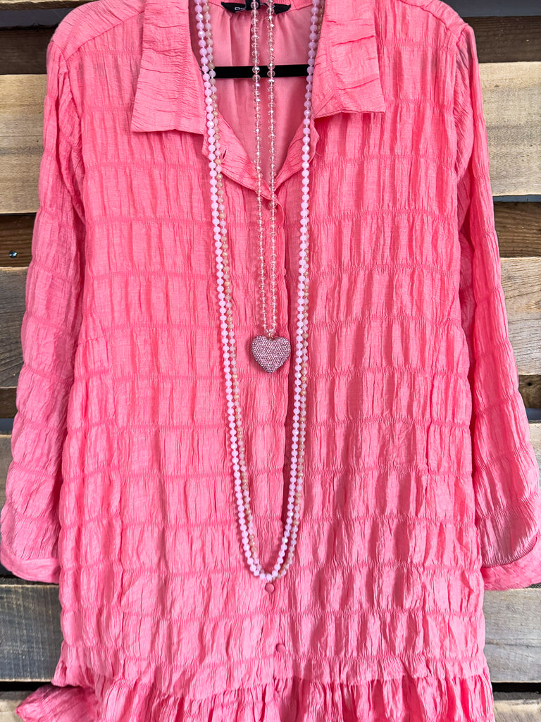 Straight From The Heart Dress - Salmon Pink