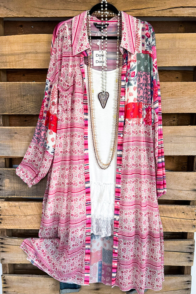 Day Dreamer Maxi Oversized Cover-Up - Cream Pink Multi