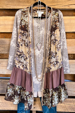 AHB EXCLUSIVE: Long Awaited Lace Cardigan - Beige/Rose