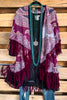 Miss You More Embroidered Poncho Vest - Berry