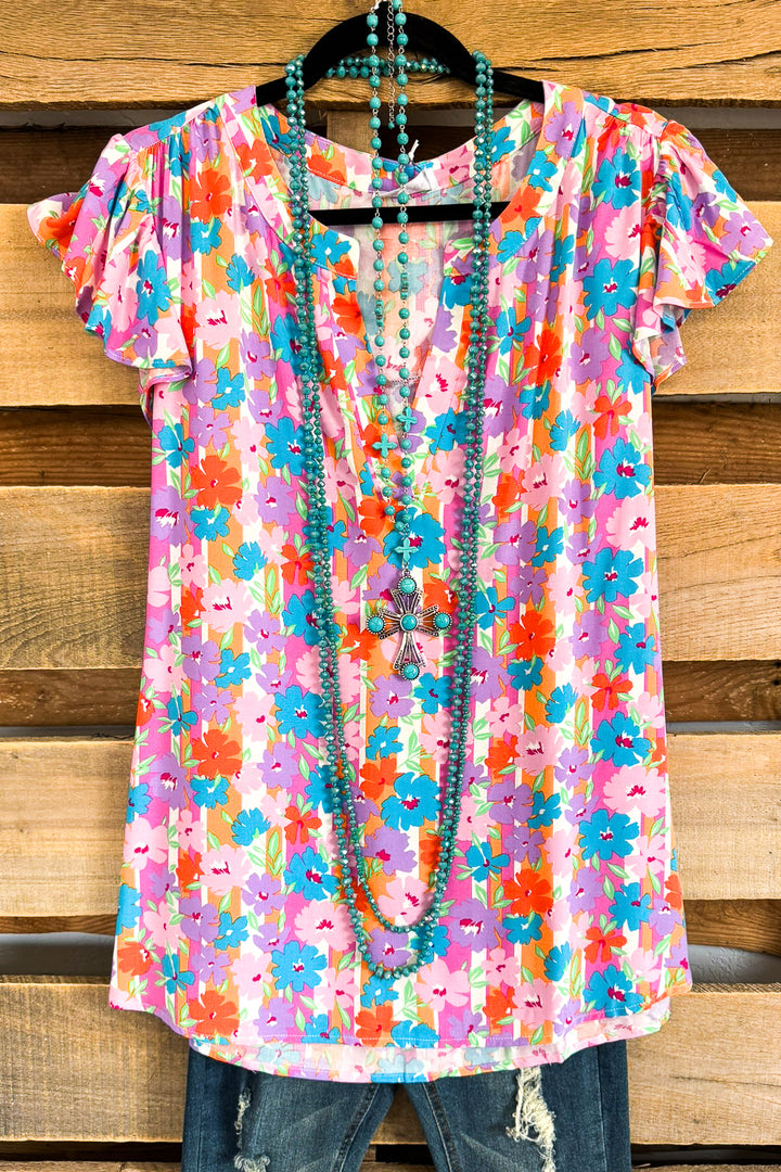 Dazed By The Sun Top - Multi Flower - SALE