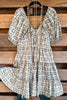 Fare And Square Dress - Sage Multi - 100% COTTON