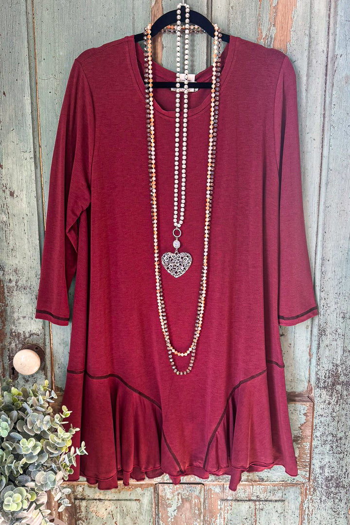 Right Timing Tunic/Dress - Crimson