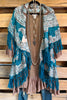 One Track Mind Embroidered Poncho Vest - Teal Blue