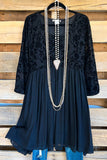 Looking Ahead Velvet Detail Dress - Black