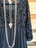 Looking Ahead Velvet Detail Dress - Black