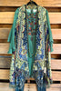 Something More Thick Stich Vest Kimono - Sage/Blue