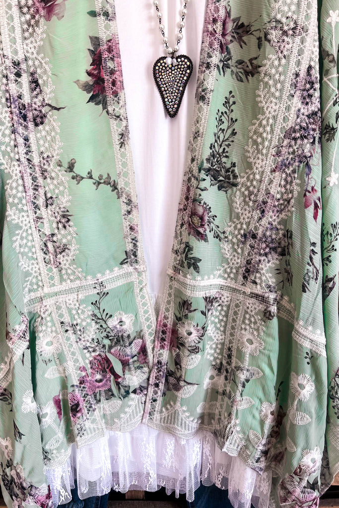 AHB EXCLUSIVE: Something Good Is Coming Kimono - Mint/Floral - SALE