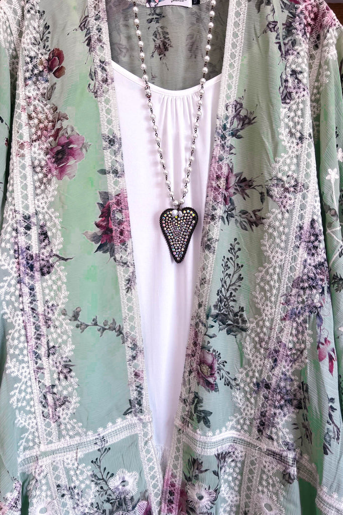 AHB EXCLUSIVE: Something Good Is Coming Kimono - Mint/Floral - SALE