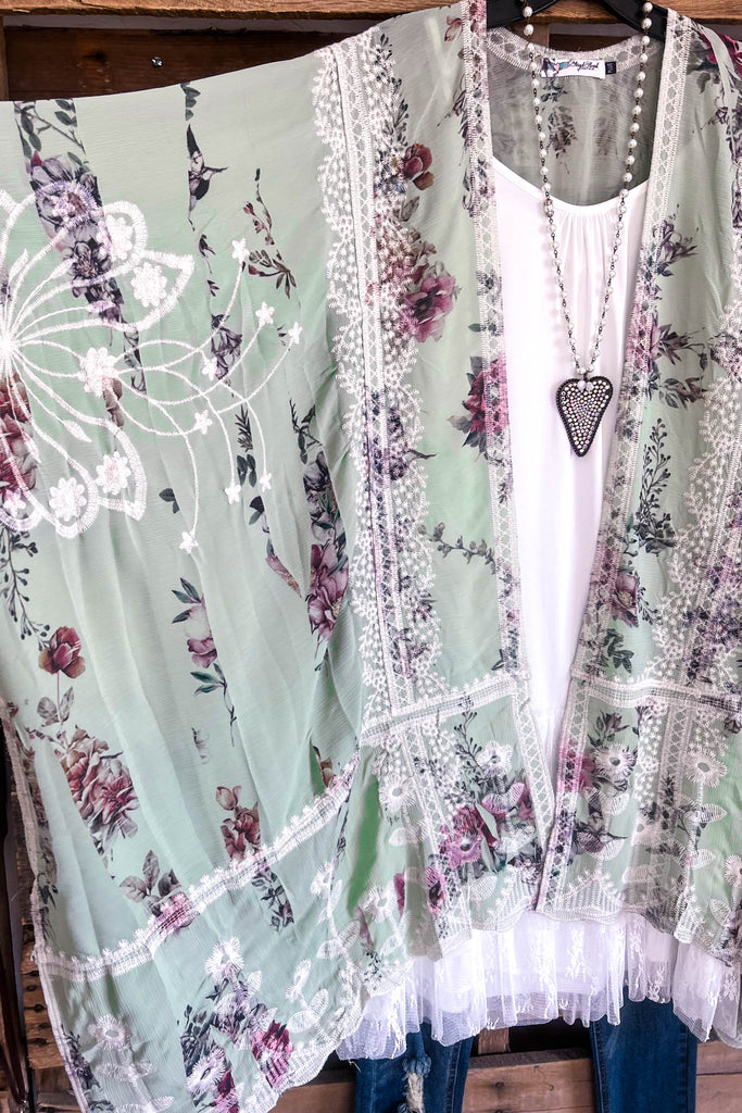 AHB EXCLUSIVE: Something Good Is Coming Kimono - Mint/Floral - SALE