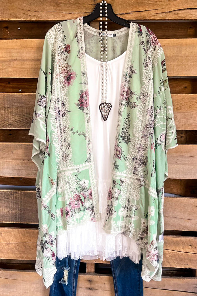 AHB EXCLUSIVE: Something Good Is Coming Kimono - Mint/Floral - SALE