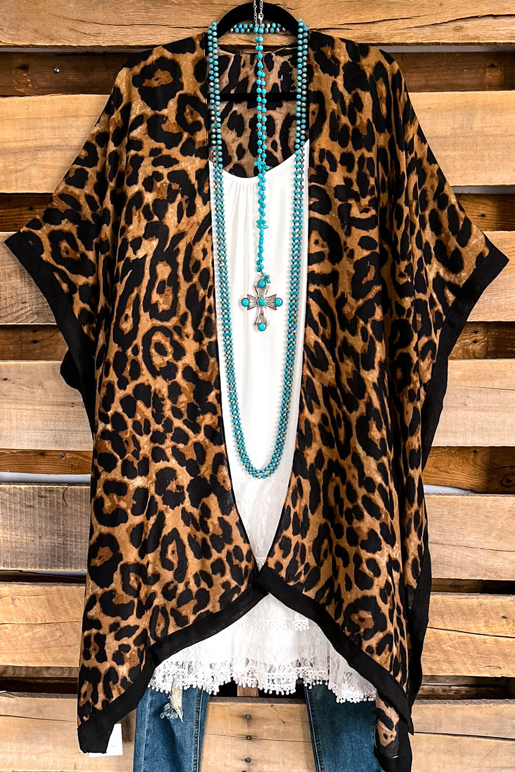 Snow Leopard 3/4 sleeve kimono main image 0