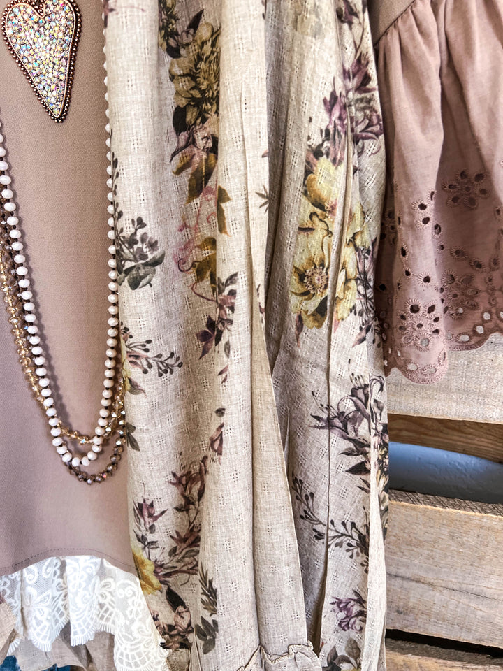 AHB EXCLUSIVE: Counting The Stars Vest - Taupe/Yellow/Floral