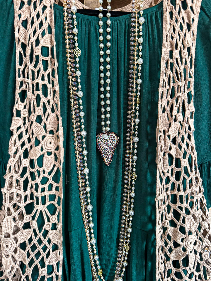 Floral Enough Crochet Vest - Mocha - 100% COTTON