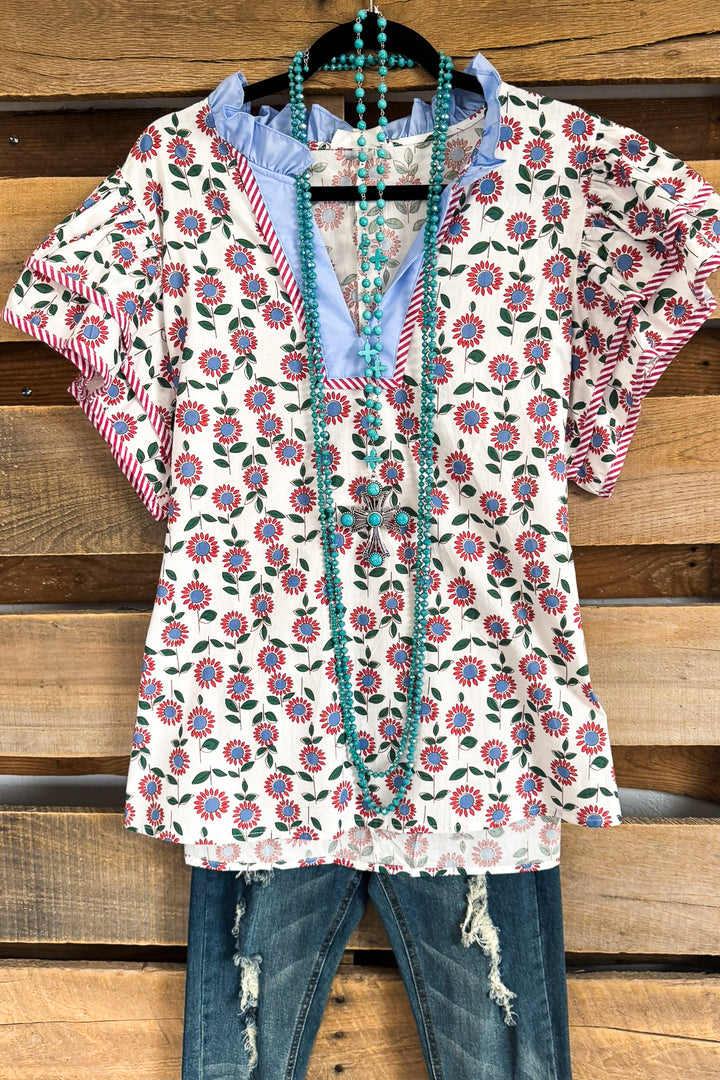 Fill The Sunshine Top - 100% Cotton - Red - SALE