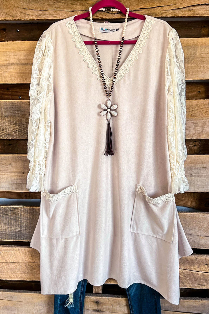 AHB EXCLUSIVE: Candle On The Water Suede Dress - Beige