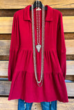 Advice Taken Dress - Crimson - 100% COTTON