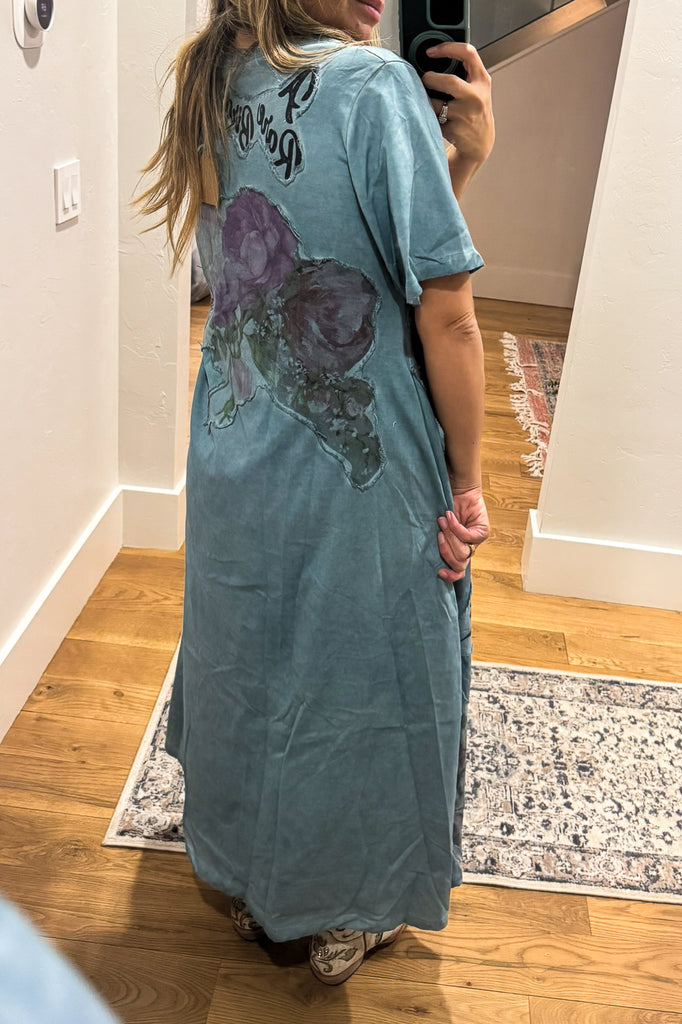 PRE ORDER - A RARE BIRD - The Painted Garden Heirloom Blue Maxi Dress - 100% Cotton