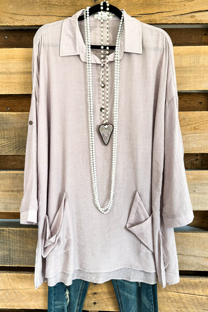 Beach Walk Breeze Tunic - Light Grey