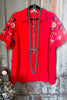 Designed Ready Blouse - Red Orange - Linen Blend