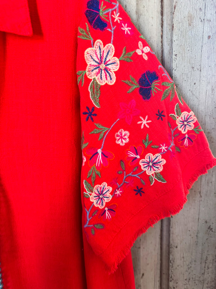 Designed Ready Blouse - Red Orange - Linen Blend - SALE