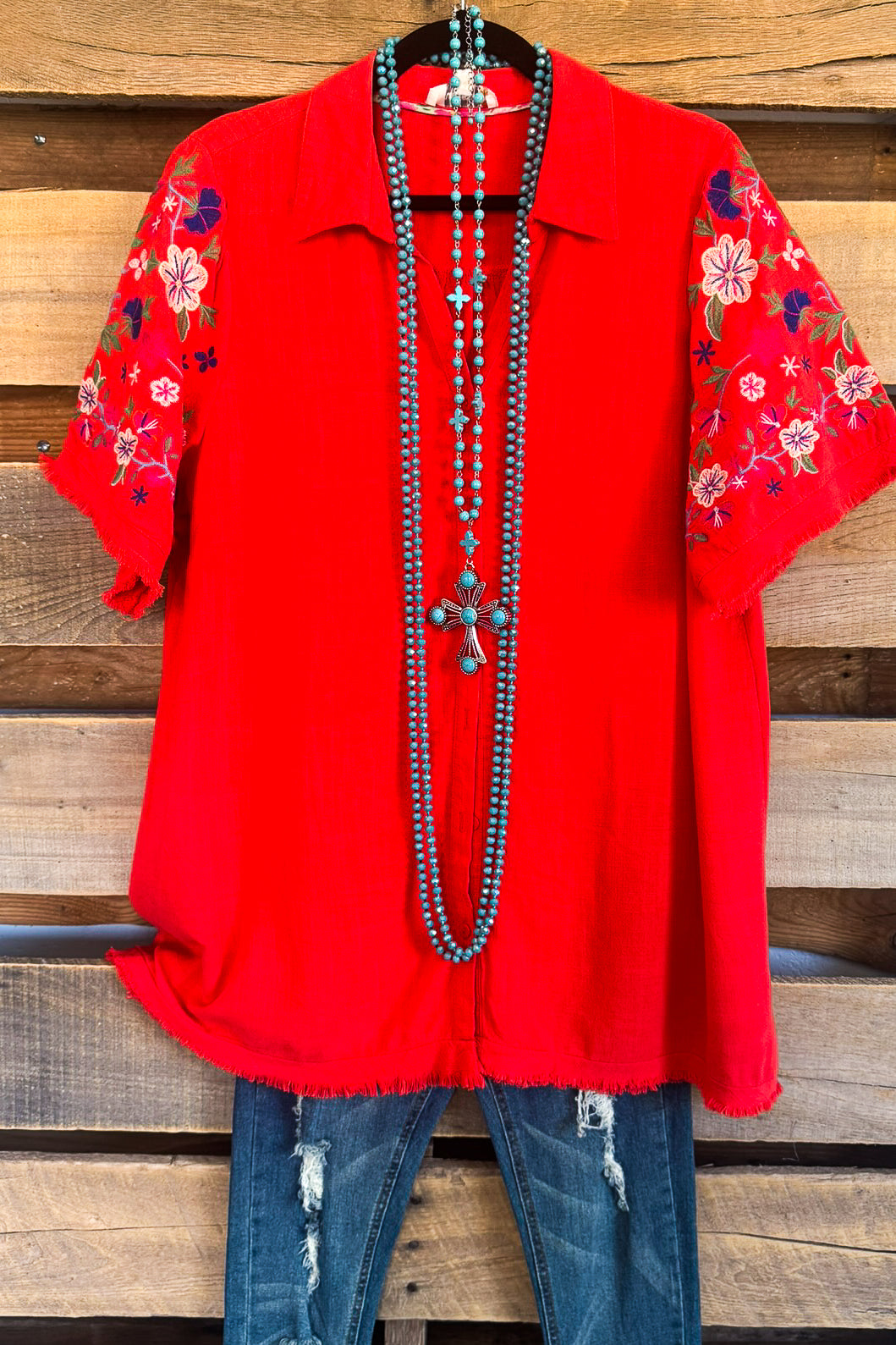 Designed Ready Blouse - Red Orange - Linen Blend - SALE