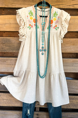Stylish Comfort Dress - Blue/Cream