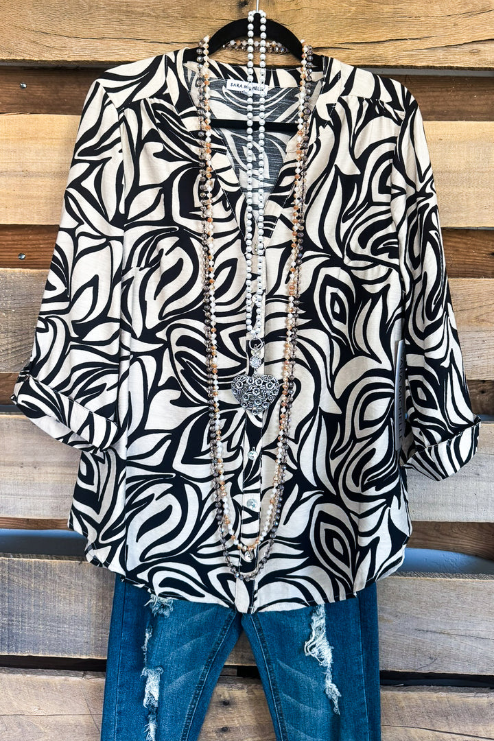 Elevated Look Blouse Black/Taupe  SALE