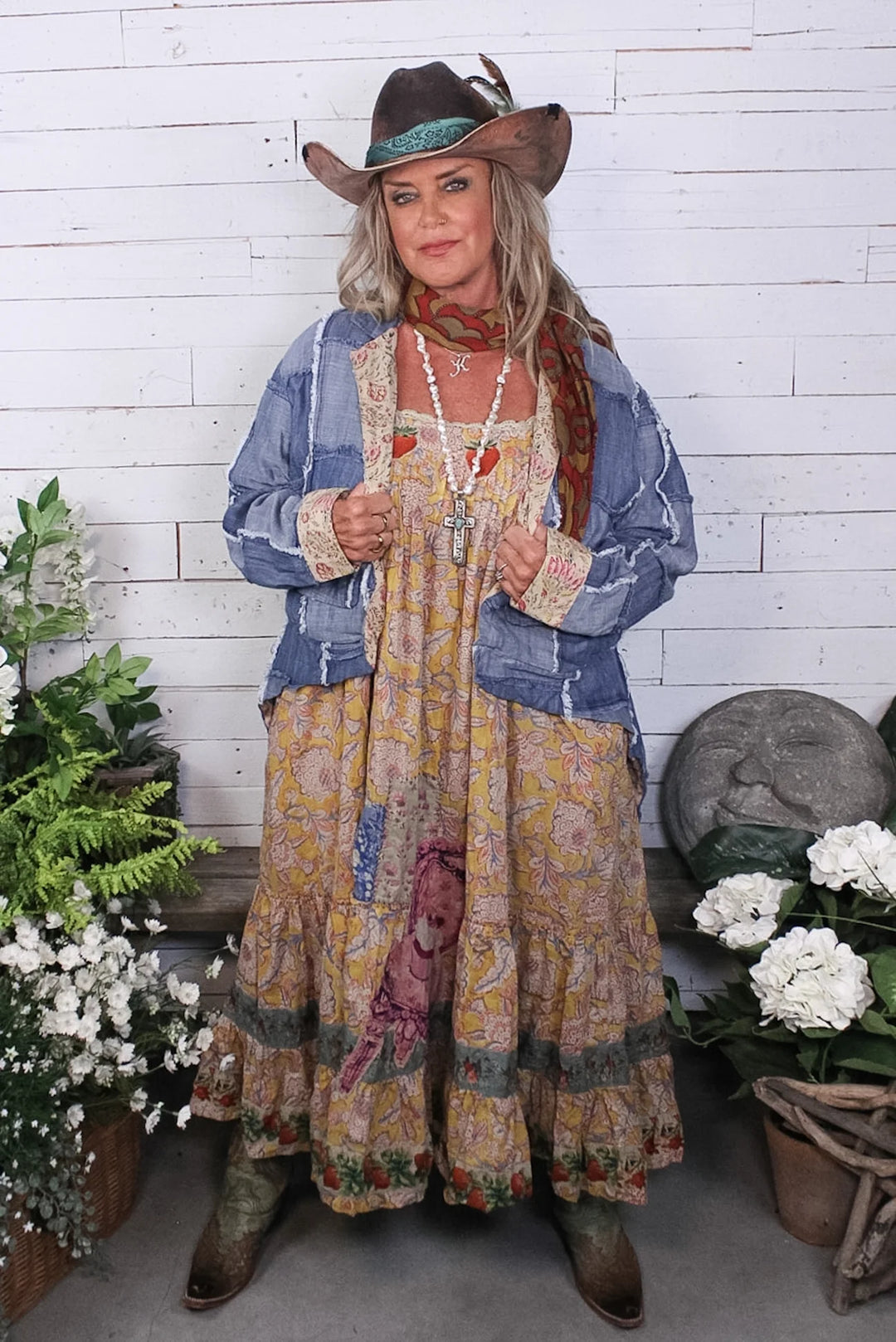HJG - Sunwashed Bloom Dress - Golden - 100% Cotton