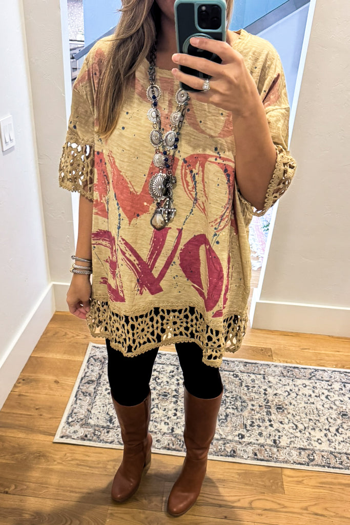 PRE ORDER : RARE BIRD: Free Spirit Love Cotton Oversized Tunic – 100% Cotton - Made in USA