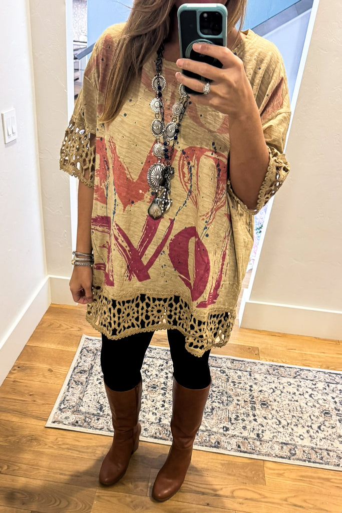 PRE ORDER : RARE BIRD: Free Spirit Love Cotton Oversized Tunic – 100% Cotton - Made in USA