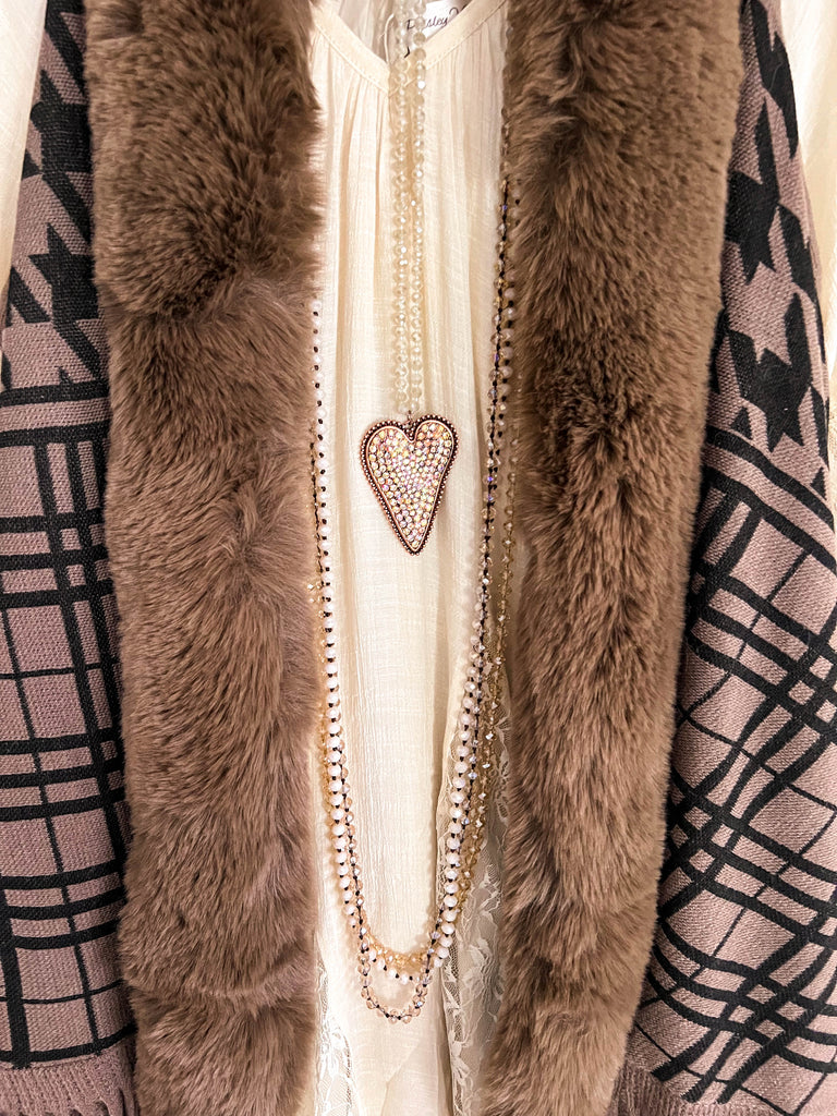 Dream On Poncho Vest - Mocha/Brown