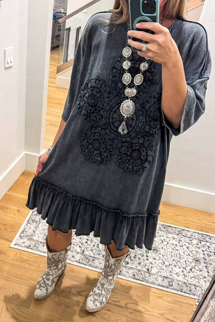 Saving Grace Oversized  Dress - Black - Cotton/Spandex Blend