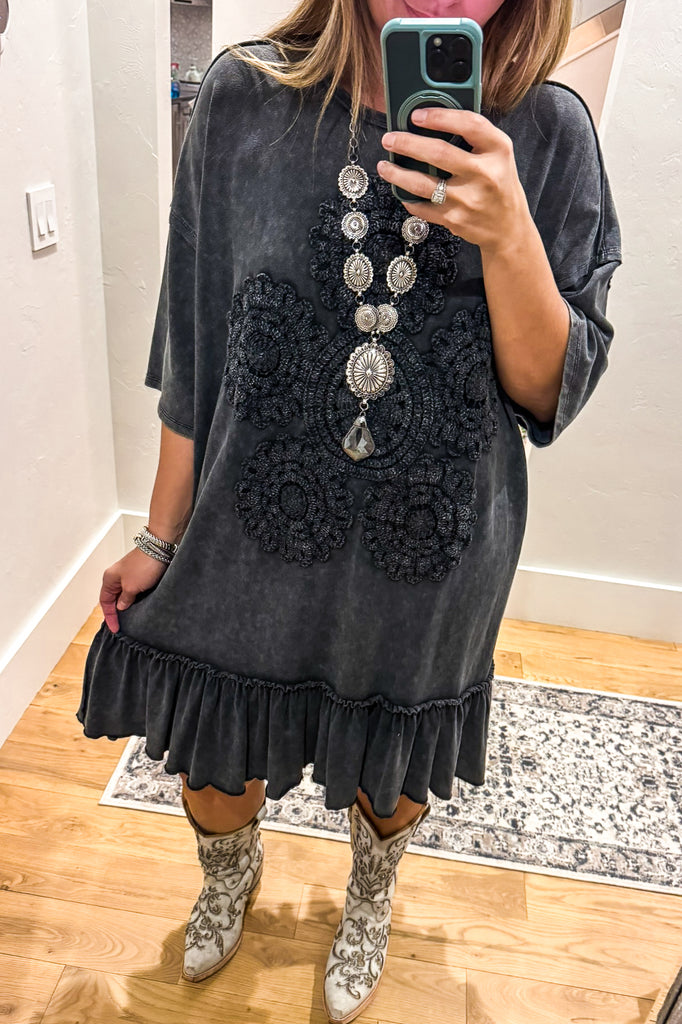 Saving Grace Oversized  Dress - Black - Cotton/Spandex Blend