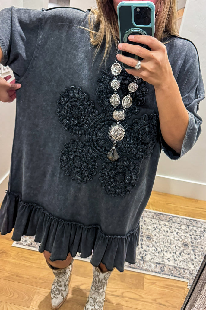 Saving Grace Oversized  Dress - Black - Cotton/Spandex Blend