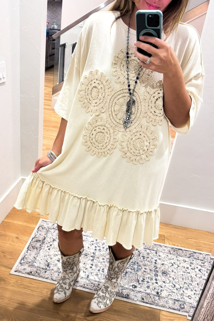 Saving Grace  Oversized Dress - Natural - Cotton Blend