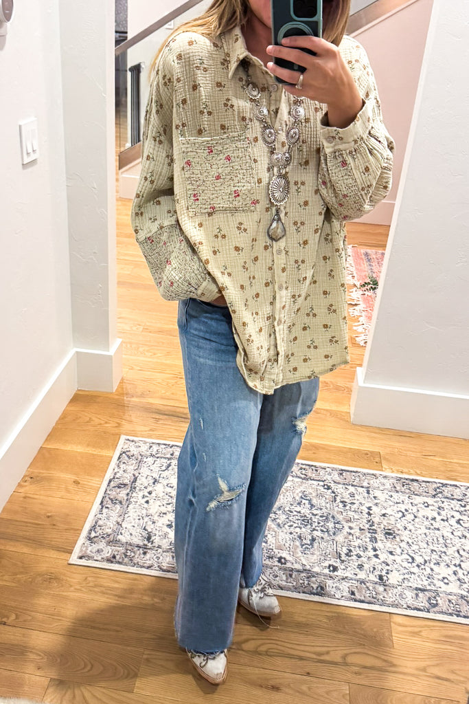 Daisy Dreams Tunic - Khaki - 100% Cotton