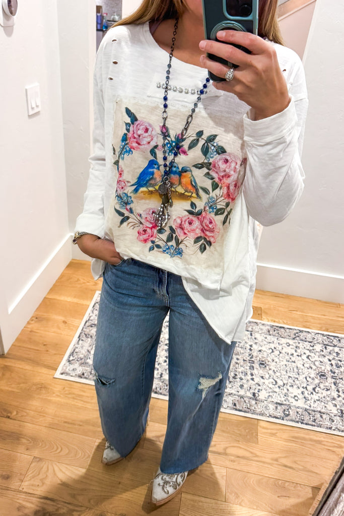 Rare Bird Songbirds Floral Cotton Top - 100% Cotton