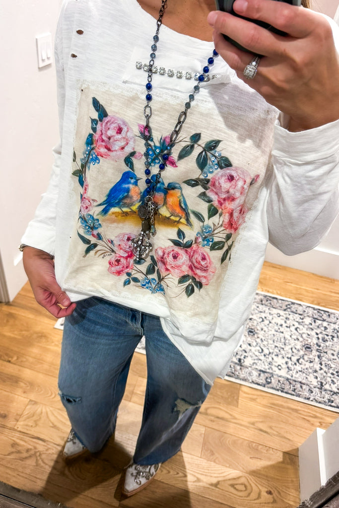 Rare Bird Songbirds Floral Cotton Top - 100% Cotton