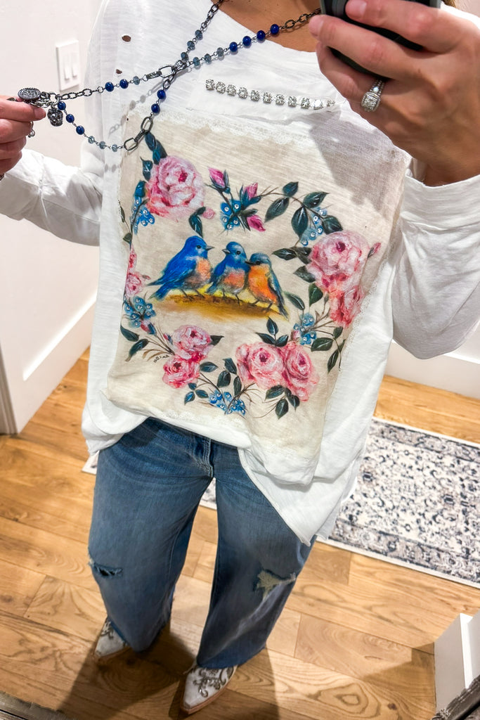 Rare Bird Songbirds Floral Cotton Top - 100% Cotton