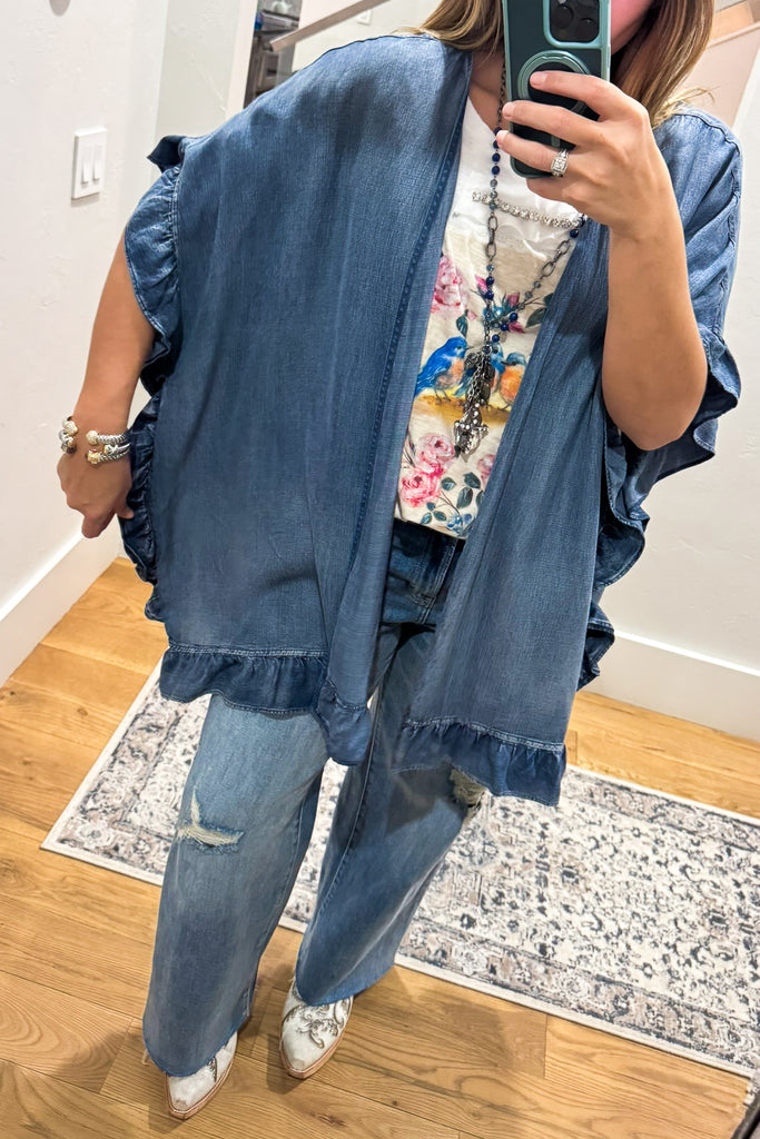 Respected Ruffles Cardigan - Denim