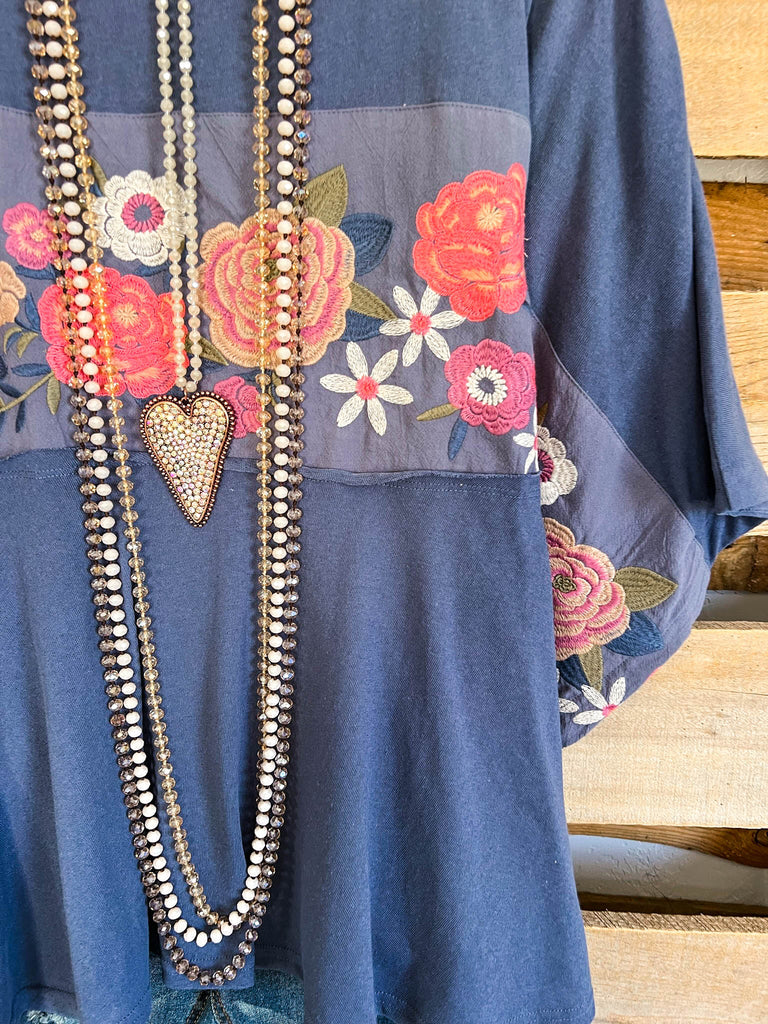 Blooming Harvest OVERSIZED Top - Navy