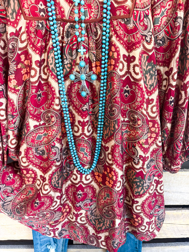 Close Enough To Perfect Blouse - Red Mix
