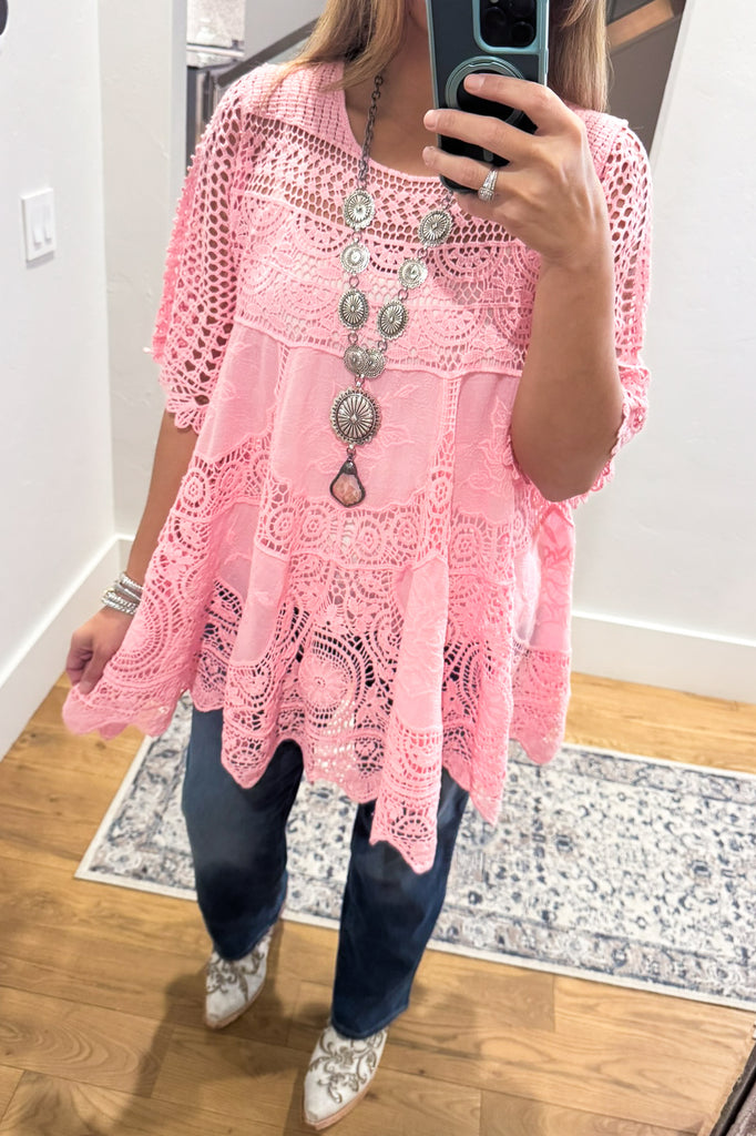 AHB EXCLUSIVE: Delightful Details Cotton Top - Pink - 100% COTTON