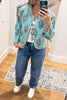 Reversible Floral Quilted Jacket -Blue Green -100% Cotton (Size 6 to 12)