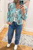 Reversible Floral Quilted Jacket -Blue Green -100% Cotton (Size 6 to 12)