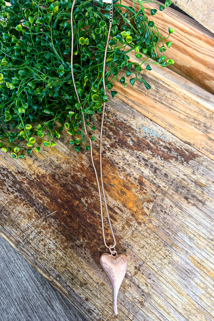 Tear Drop Heart Necklace - Rose Gold