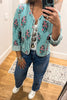 Reversible Floral Quilted Jacket -Blue Green -100% Cotton (Size 6 to 12)